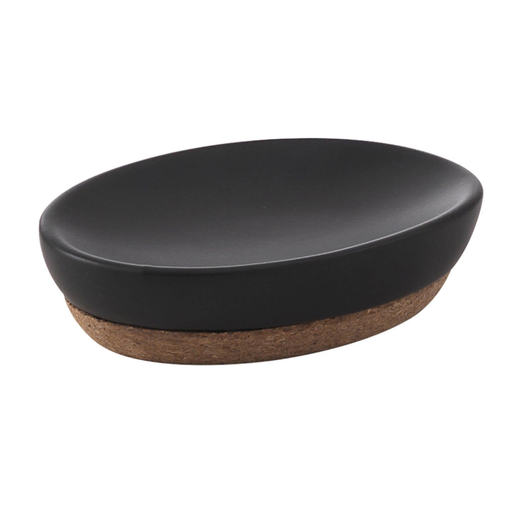 PORTASAPONE ILARY 13X10XH3CM NERO MATT E SUGHERO.