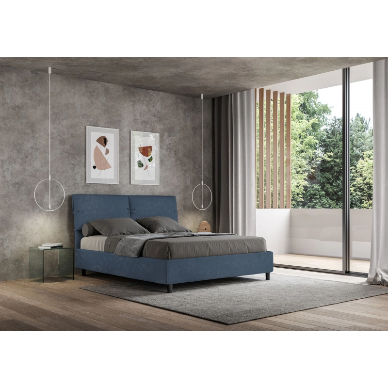 Letto imbottito Matrimoniale 160x210 cm Sleeper - Contenitore,Microfibra,Blu