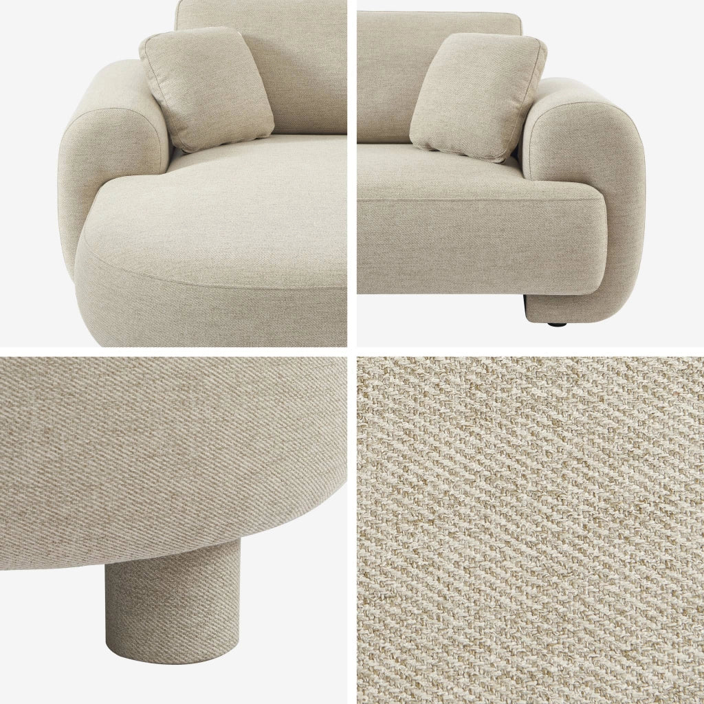 Divano angolare sinistro in tessuto con piedi rotondi, 3 posti, beige