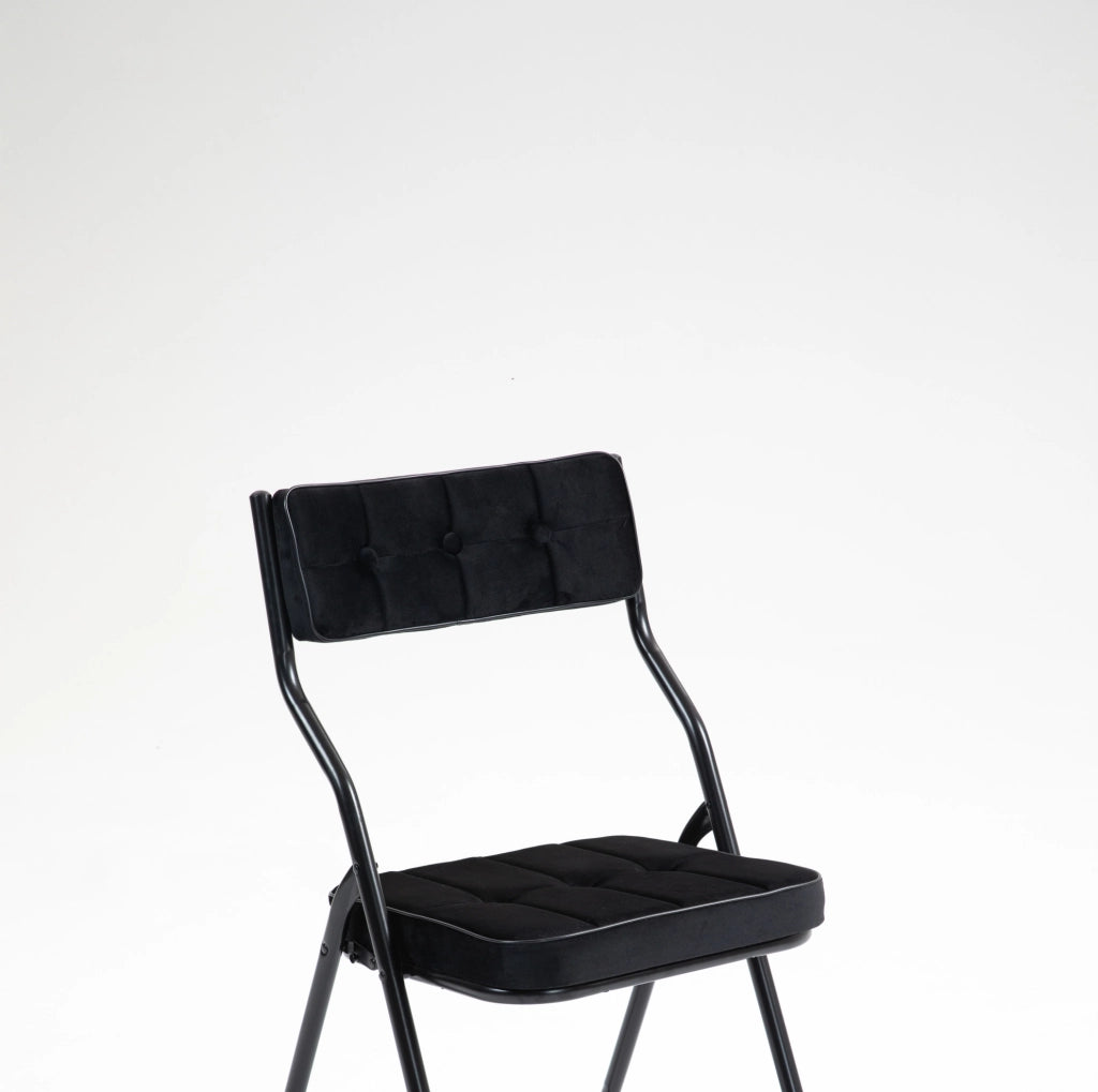 Set di 2 sedie pieghevoli imbottite in velluto nero