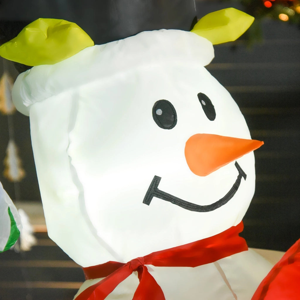 Babbo Natale Gonfiabile 170x115x243 cm con Pinguino e Pupazzo di Neve per Esterno