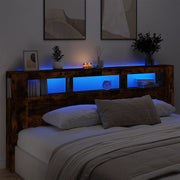 Testiera LED-Testata con LED-Testiera Decorativa Rovere Fumo 220x18,5x103,5 cm Legno Multistrato