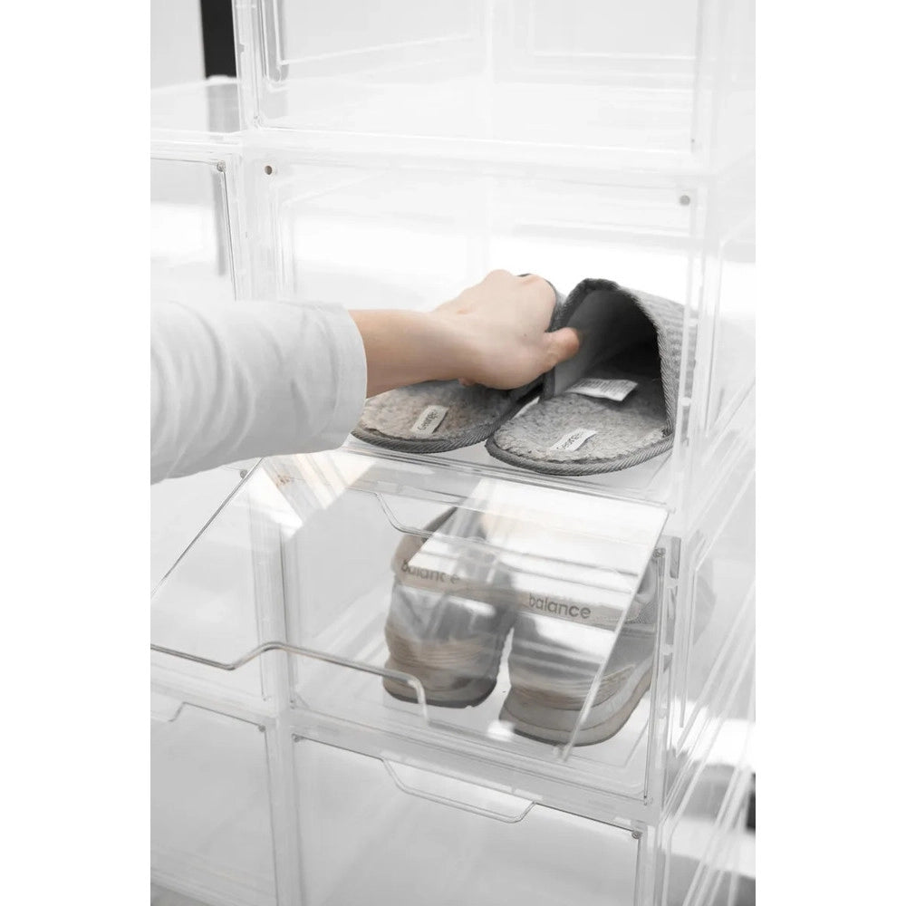 Trade Shop - Box Contenitore Per Scarpe Calzature Scatola Impilabile 34x25x18.4cm Trasparente 87648 -