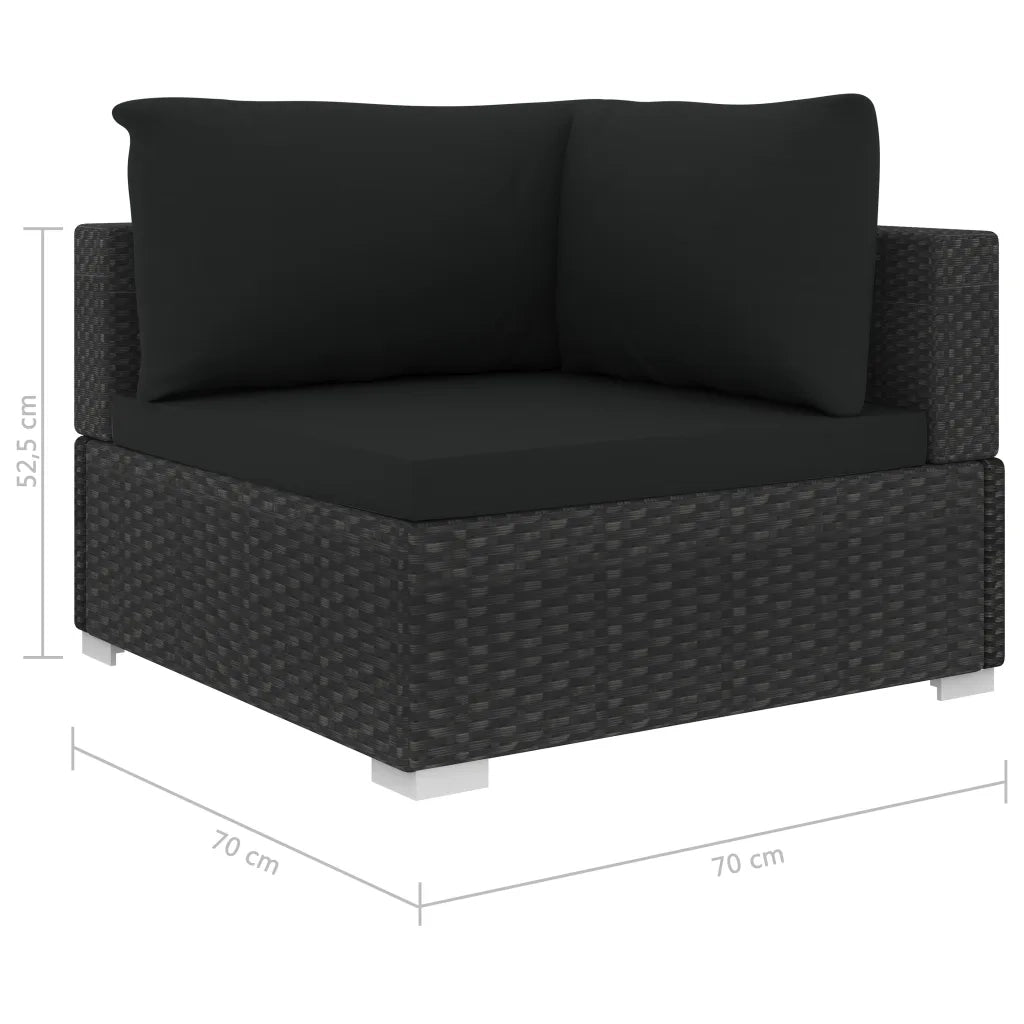 Set Divani da Giardino 5 pz con Cuscini in Polyrattan Nero cod mxl 32040