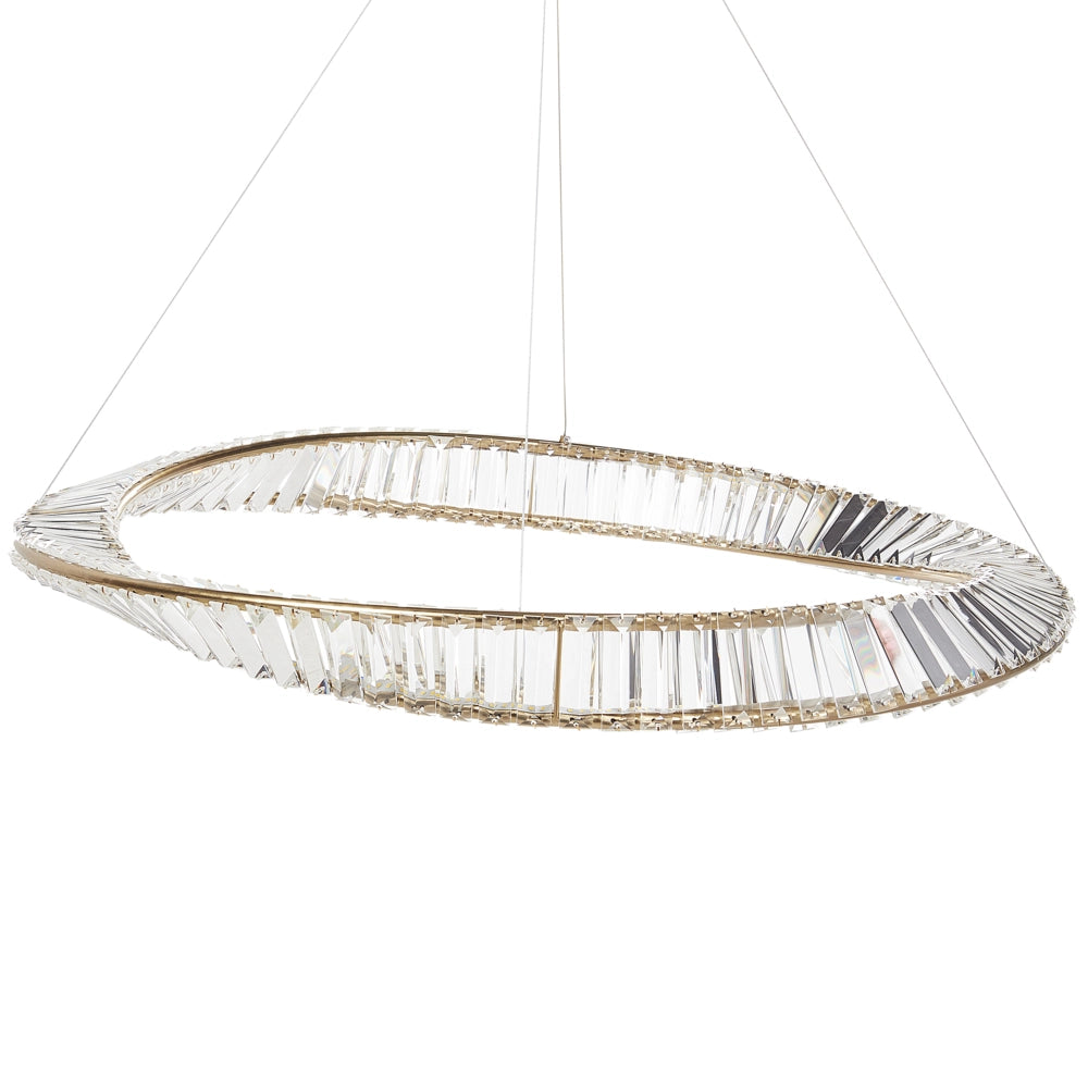 Lampadario Lampada a sospensione in ferro dorato con cristalli Illuminazione a LED Stile Glamour