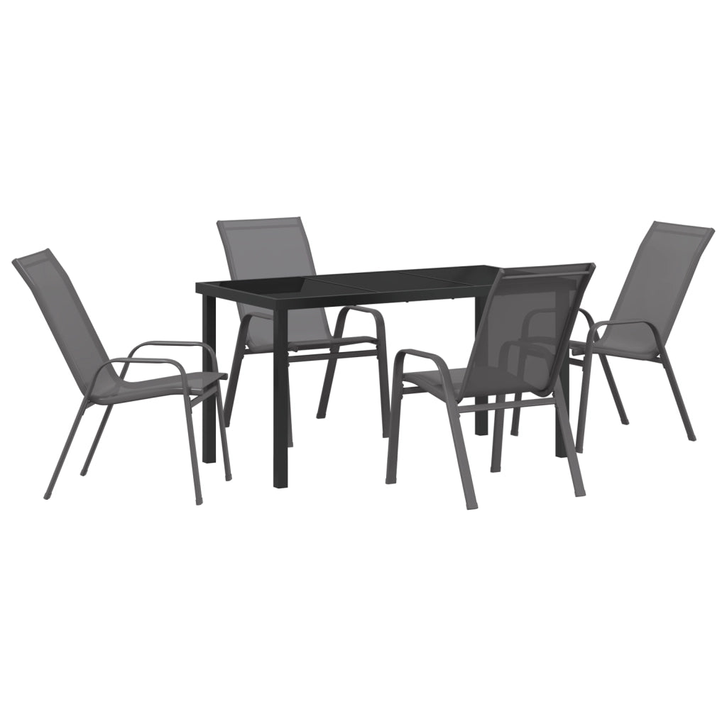 Set Tavolo da Giardino  5 Pezzi Grigio Textilene e Acciaio