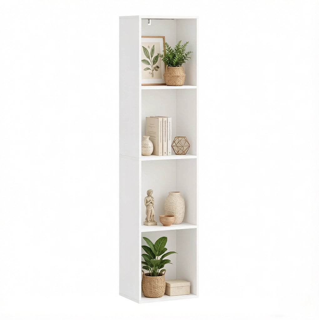 Libreria verticale bianca 40x29x170 cm con illuminazione RGB， 4 scomparti