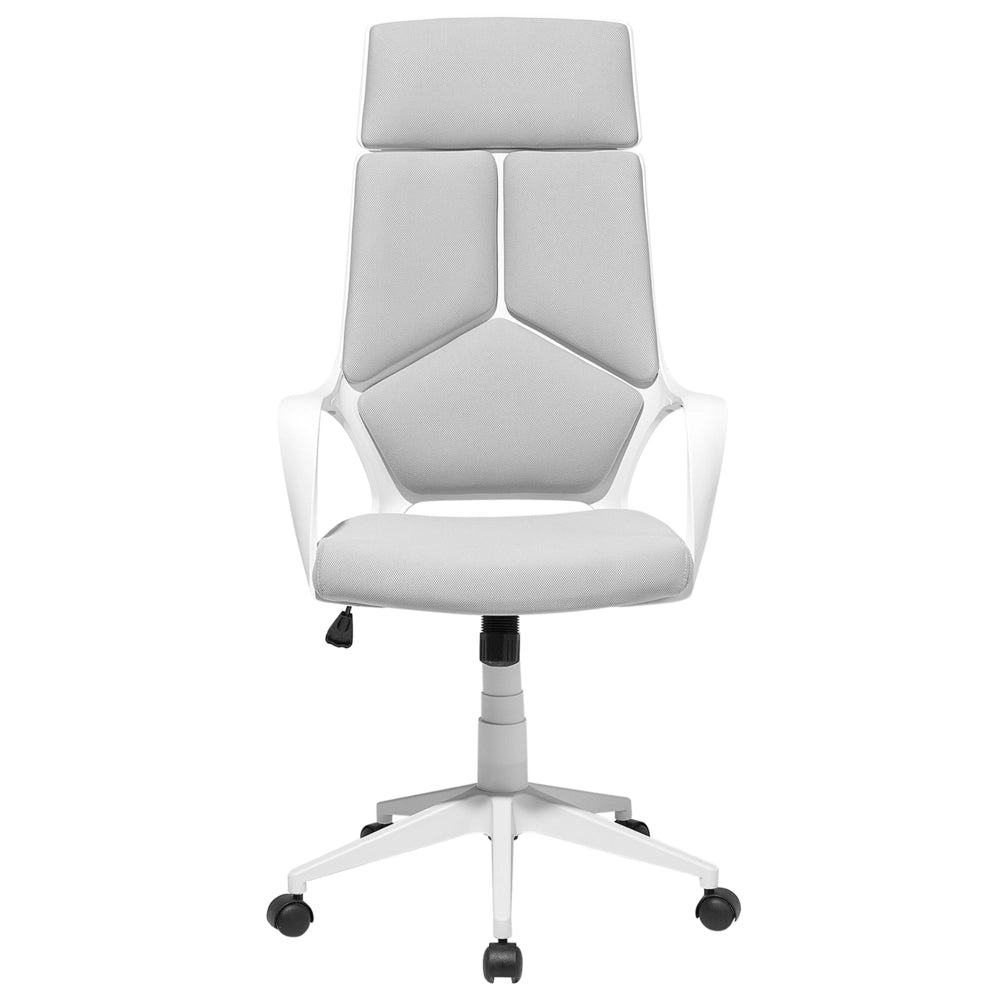 Sedia da ufficio in tessuto grigio e bianco girevole per computer da scrivania Seduta regolabile Schienale reclinabile