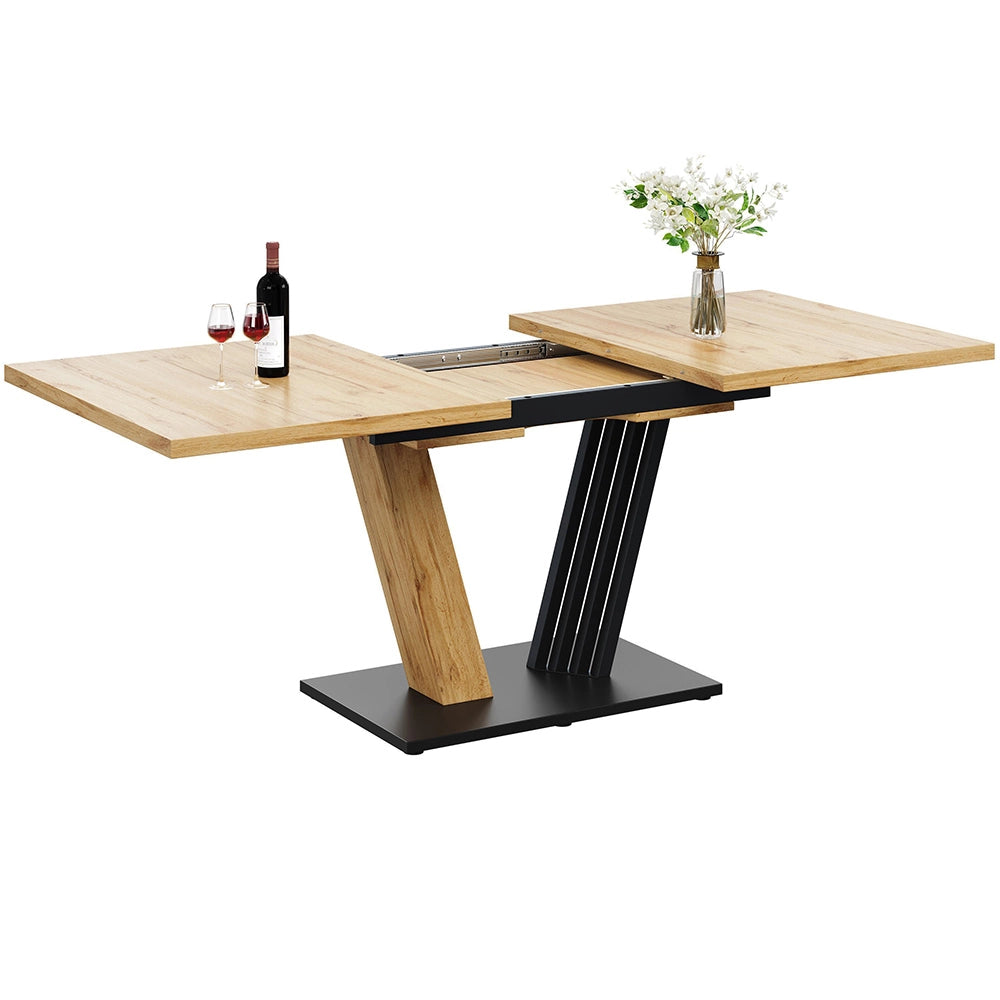 Tavolo allungabile cucina/soggiorno - Xylo - 120/160x80x76 cm - Aspetto legno gambe ad ali