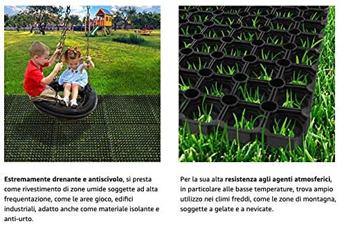 Zerbino Antiscivolo Modulare Nido D'ape Gomma Nera 50 x 100 cm