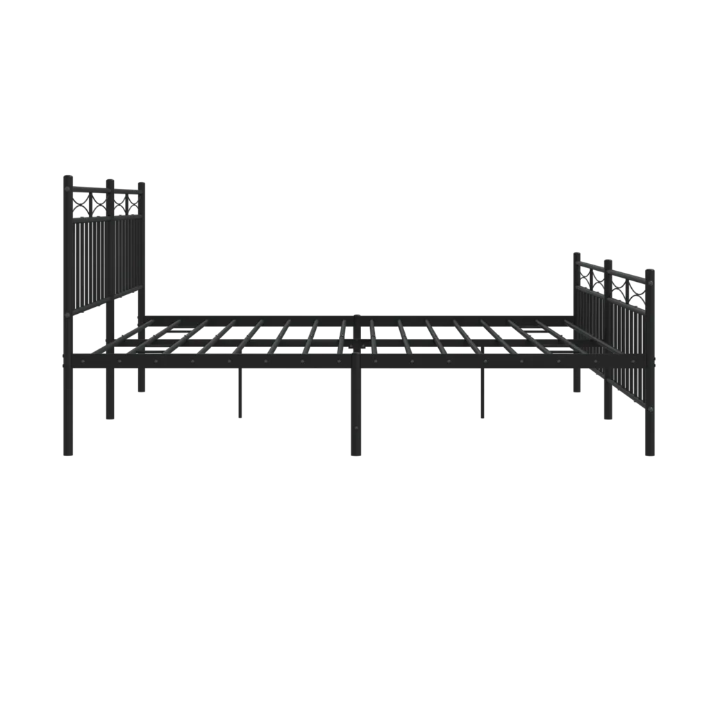 Giroletto con Testiera e Pediera Metallo Nero 183x213 cm 373714