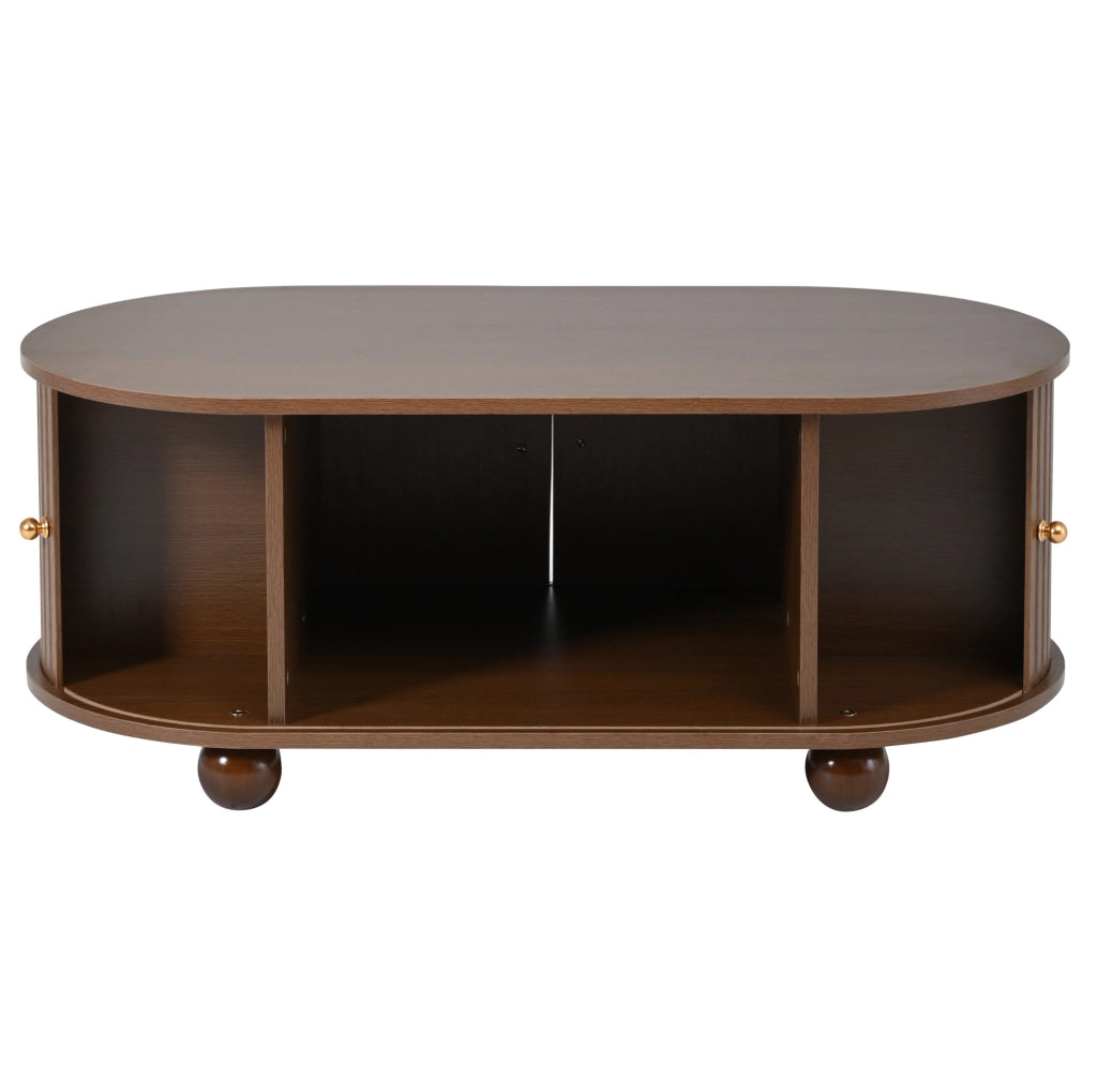 Tavolino da caff猫 100x50x40 cm; design ovale salvaspazio con ampia capacit脿; MDF color noce