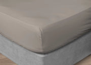 Lenzuola Sotto Con Angoli In 100% Cotone Percalle In Tinta Unita - 2 Piazze H30 - Tortora