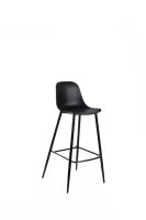 E-STYLO Sgabello da cucina in polipropilene nero e gambe in metallo nero con poggiapiedi, 47.5cm X 47cm H. 91.5cm.