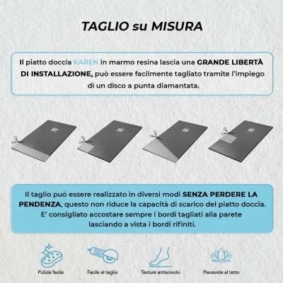 Piatto doccia 70x90 Karen in resina ardesia effetto pietra antracite