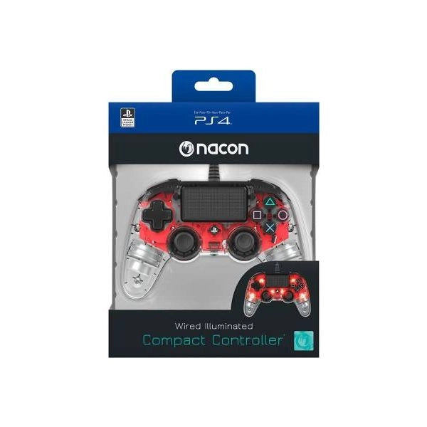 Nacon ps4ofcpadclred periferica di gioco gamepad playstation 4 analogico/digitale rosso, trasparente - 3499550360837