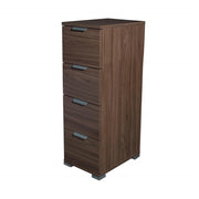 CASSETTIERA IN LEGNO TRUCIOLARE BILAMINATO  CON 4 CASSETTI COLORE MARRONE NOCE 27 X 38 X H 85 CM