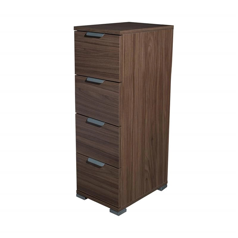 CASSETTIERA IN LEGNO TRUCIOLARE BILAMINATO  CON 4 CASSETTI COLORE MARRONE NOCE 27 X 38 X H 85 CM