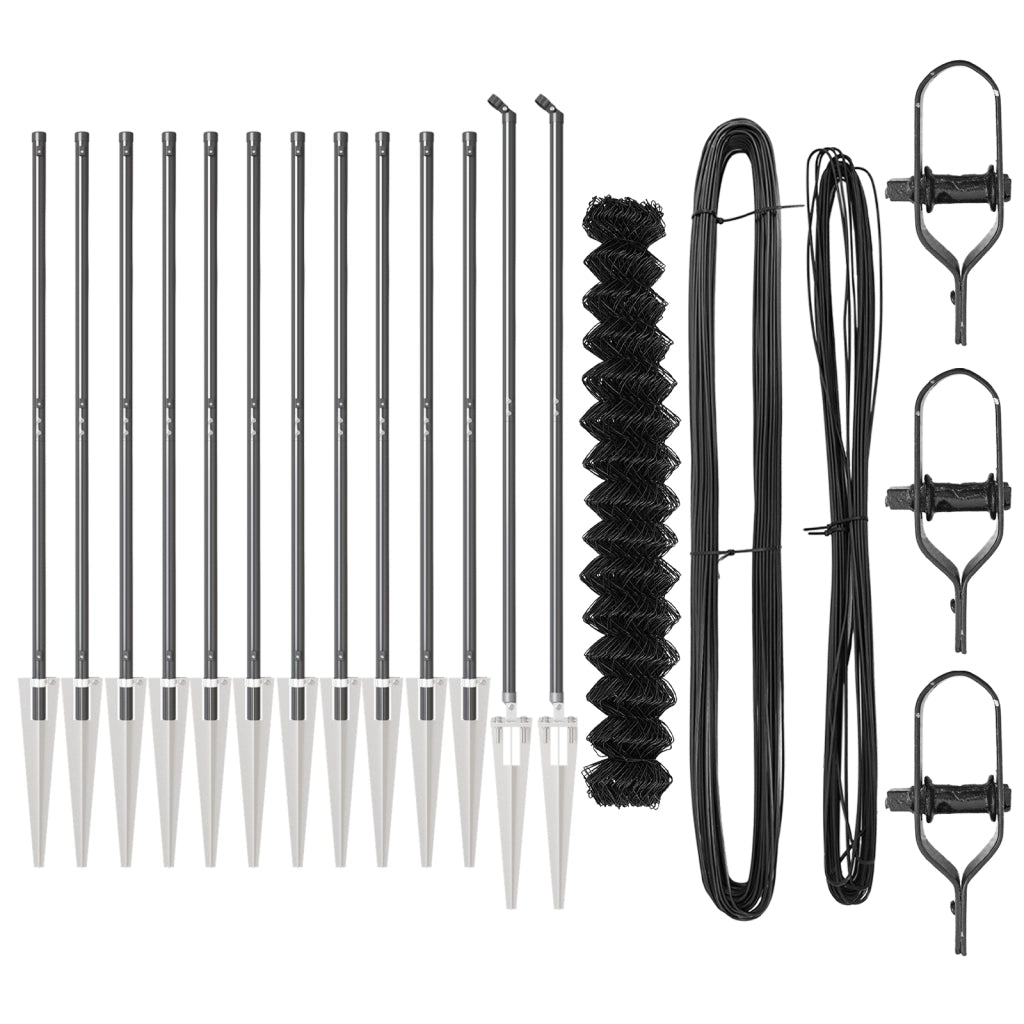 Recinzione a Maglie Set di 2 Grigio Metallo 25 x 1,5 m