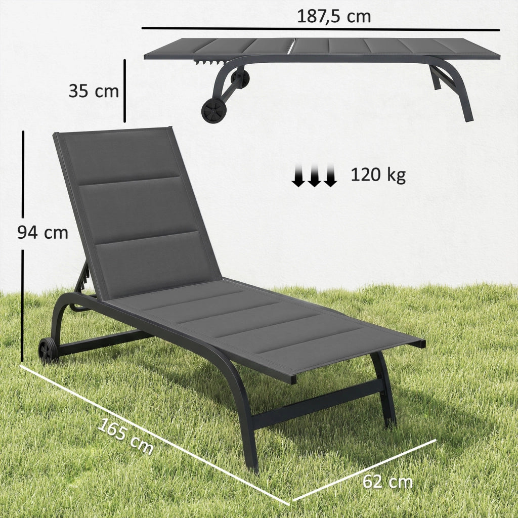 Lettino Pieghevole con Schienale Regolabile ¨C zephmum ¨C Grigio Scuro 62x165x94cm