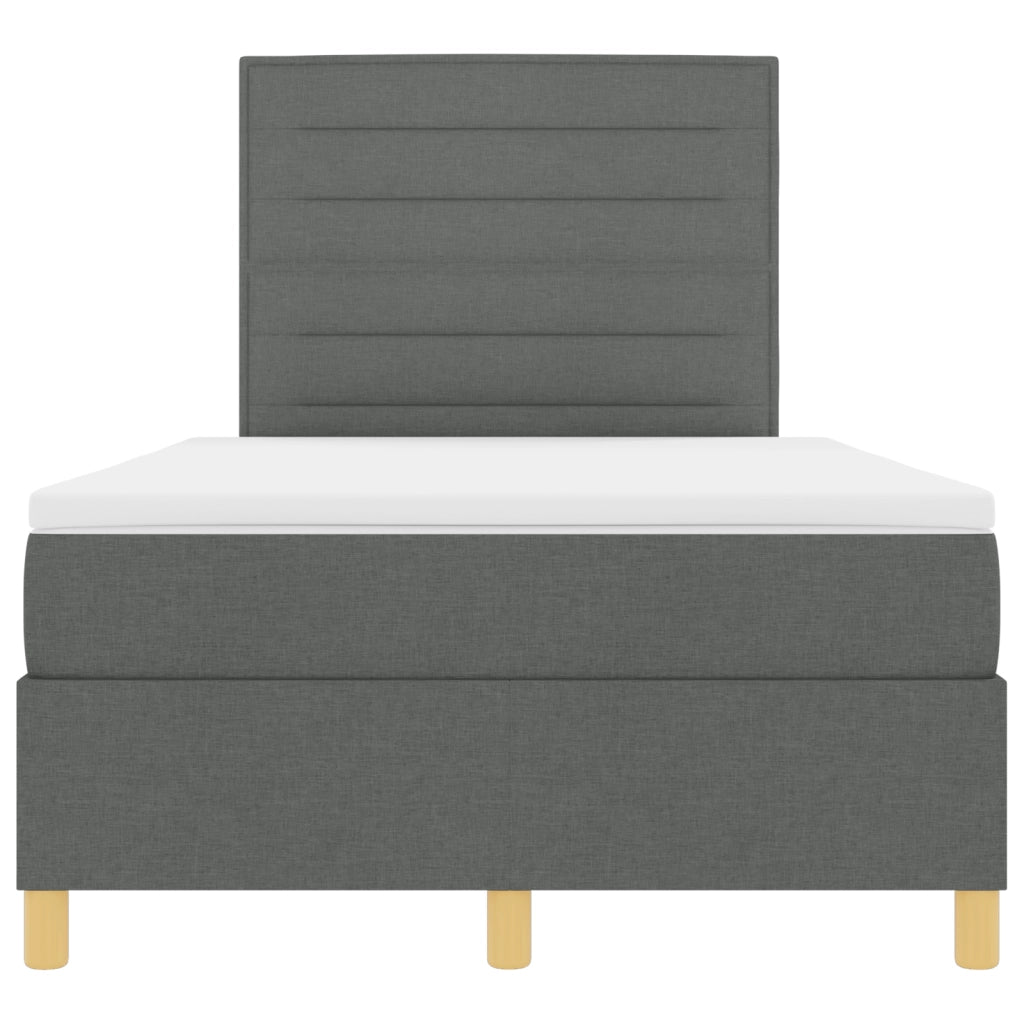 Letto con Box Spring con Materasso e LED Grigio Scuro 120x200 cm Tessuto