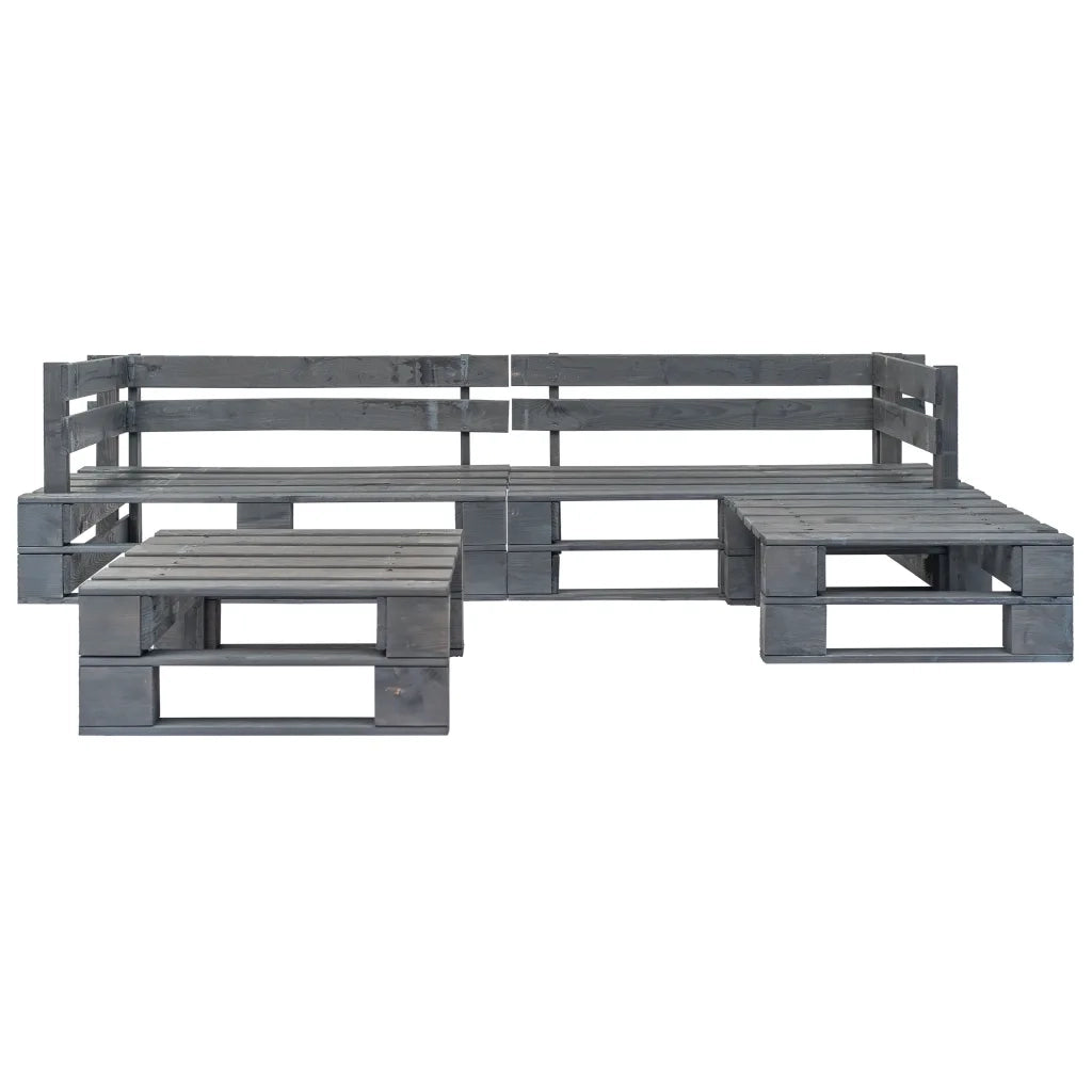 Salotto da Giardino in Pallet con Cuscini Grigi 4 pz in Legno 275312