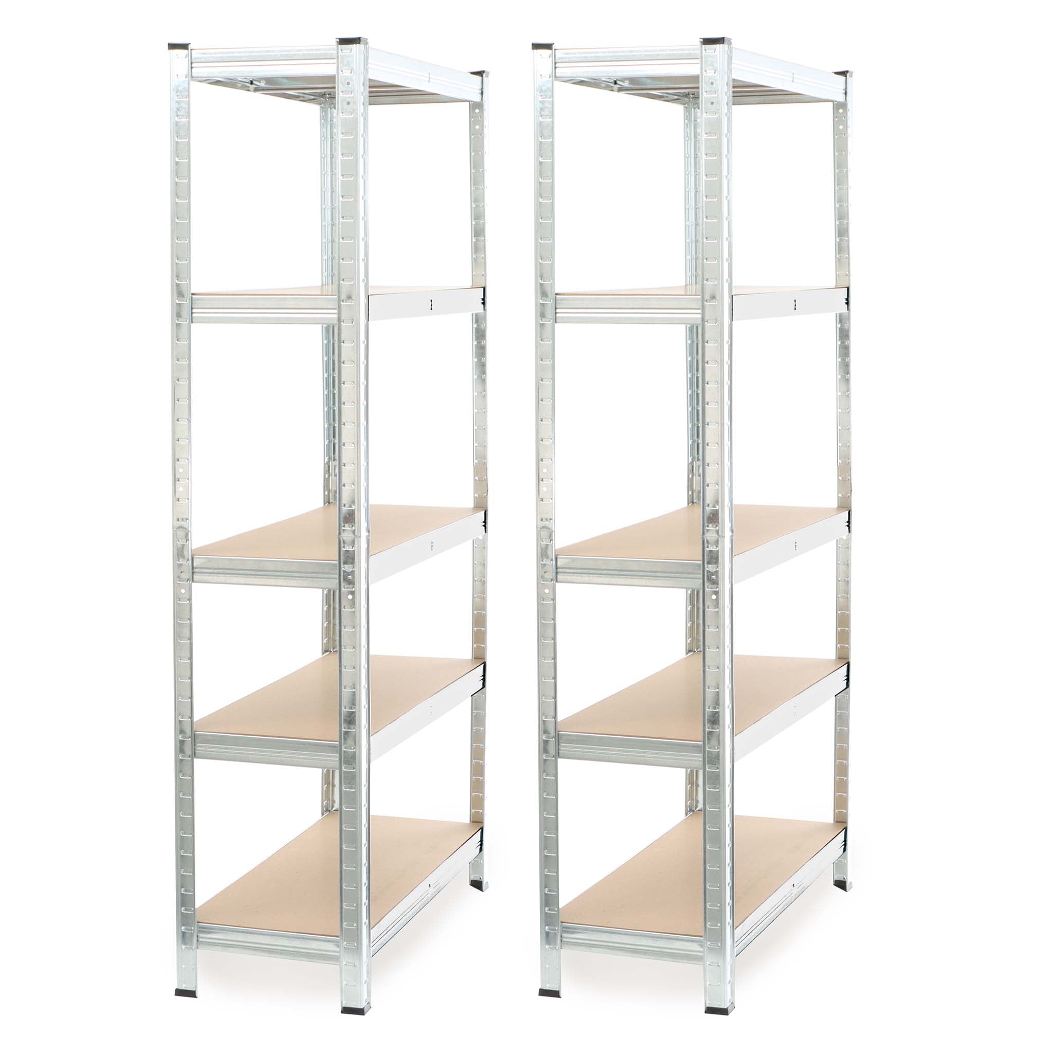Set 2x scaffali a incastro per carichi pesanti 180x90x30cm Max 875kg l’uno Acciaio 5 ripiani