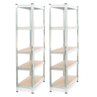 Set 2x scaffali a incastro per carichi pesanti 180x90x30cm Max 875kg l’uno Acciaio 5 ripiani