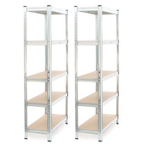 Set 2x scaffali a incastro per carichi pesanti 180x90x30cm Max 875kg l’uno Acciaio 5 ripiani