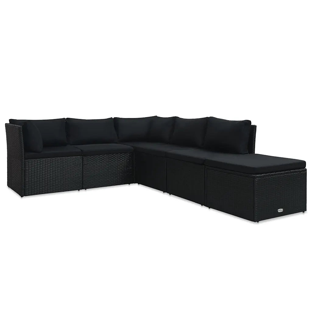 Set Divani da Giardino 4 pz con Cuscini in Polyrattan Nero cod mxl 67181