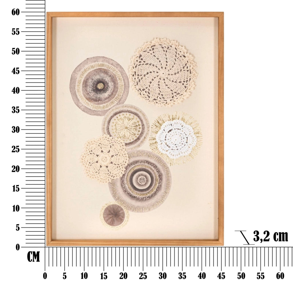 Stampa su Tela Circly con Inserti 45x3,2x60 cm in Legno e Tessuto