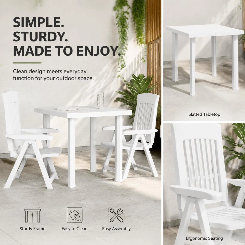 Garden Table, White, 80x75x72 Cm, Plastic