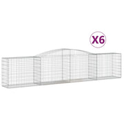Cestini gabbioni recinzione a gabbia muro di contenimento ad arco 6 pezzi 400 x 50 x 80/100 cm ferro zincato argento 02_0041065