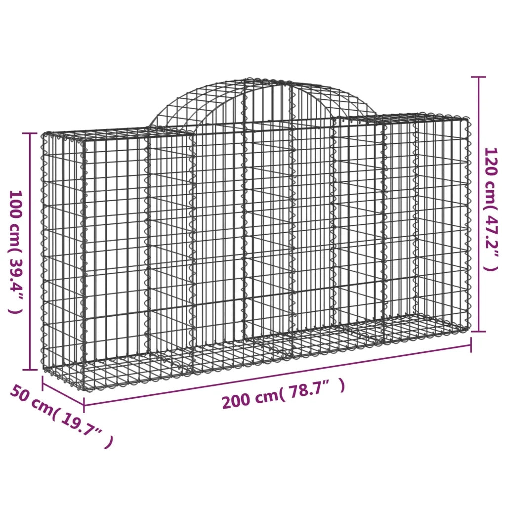 Cesti Gabbioni ad Arco 20 pz 200x50x100/120 cm Ferro Zincato 3146335