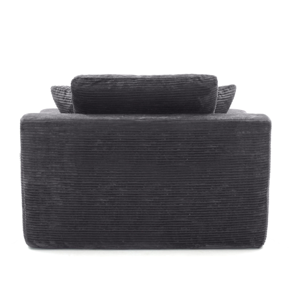 Divano in velluto a coste con cuscini morbidi e tasche laterali portaoggetti, design semplice e senza montaggio