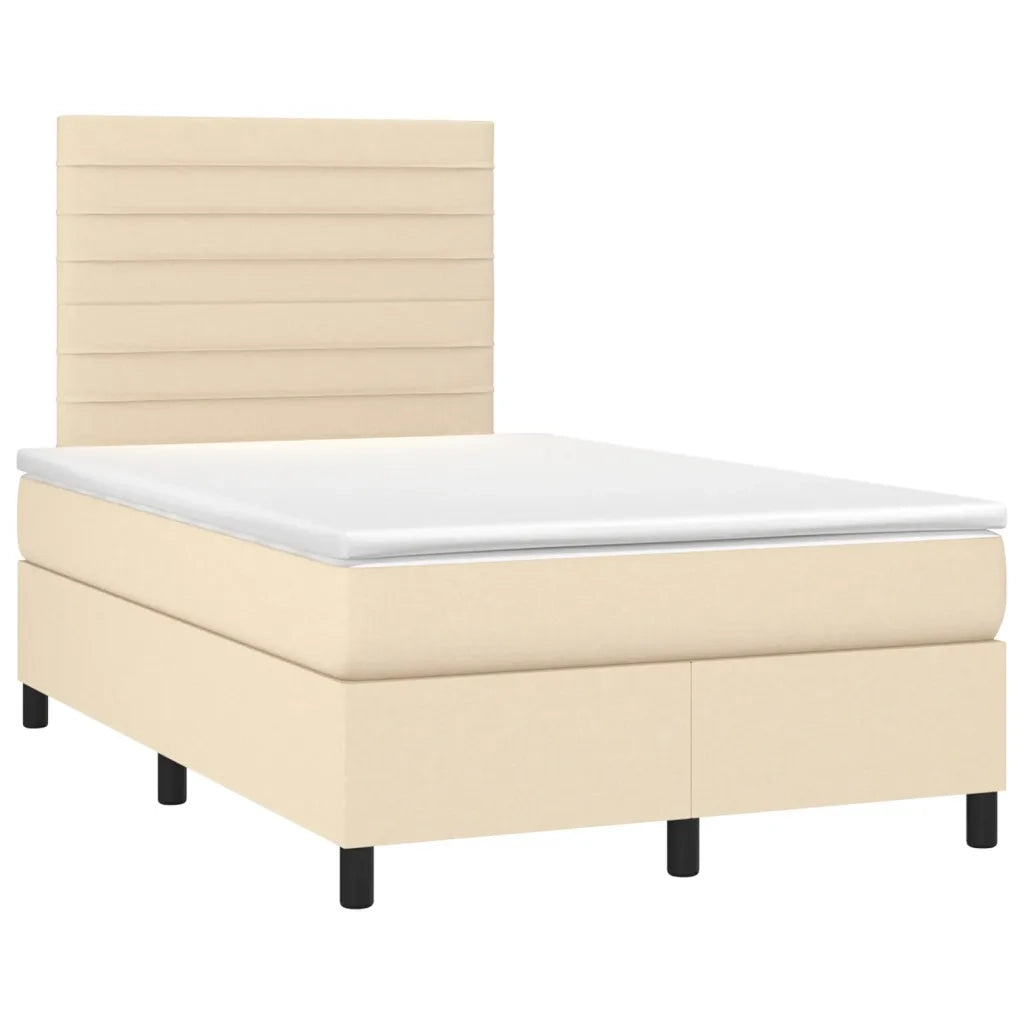 Letto a Molle con Materasso e LED Crema 120x190 cm in Tessuto 3270209
