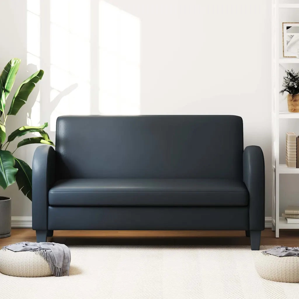 Divano a 2 Posti in Pelle Sintetica Nero cod mxl 25030
