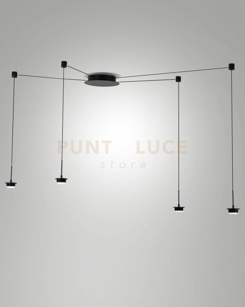 3804-44-101 MONTATURA NERA COMPLETA CAVO SPOSTABILE CCT 2700K - 3000K - 4000K - 28W - 3000 lm 4 LUCI DIMMERABILE
