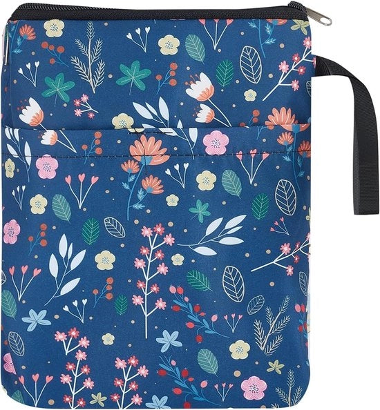 Etui per libro con chiusura a cerniera, copertina protettiva con disegno a stampa, borsa per libri impermeabile con tasca anteriore