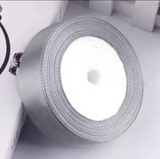 Due rotoli di seta liscia 25 mm per decorazioni di compleanni, 21 metri/rotolo, seta per fiori, cucito, decorazioni per festeggiamenti, argento grigio