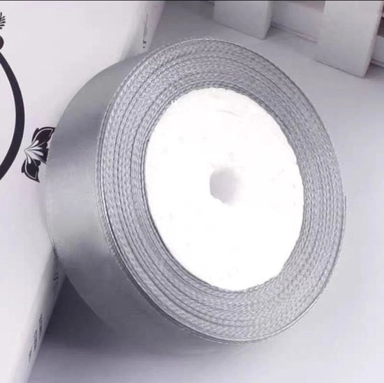 Due rotoli di seta liscia 25 mm per decorazioni di compleanni, 21 metri/rotolo, seta per fiori, cucito, decorazioni per festeggiamenti, argento grigio