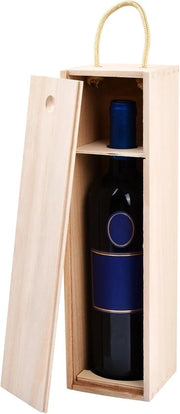 Scatola di legno per vino con coperchio scorrevole - ideale per regali - 1 pezzo - 35 x 10 x 10 cm