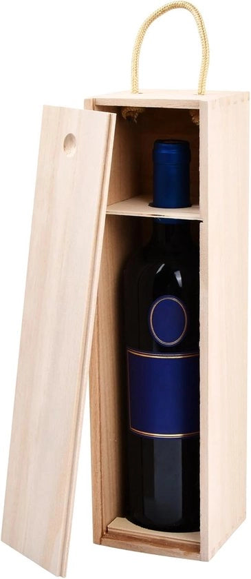 Scatola di legno per vino con coperchio scorrevole - ideale per regali - 1 pezzo - 35 x 10 x 10 cm