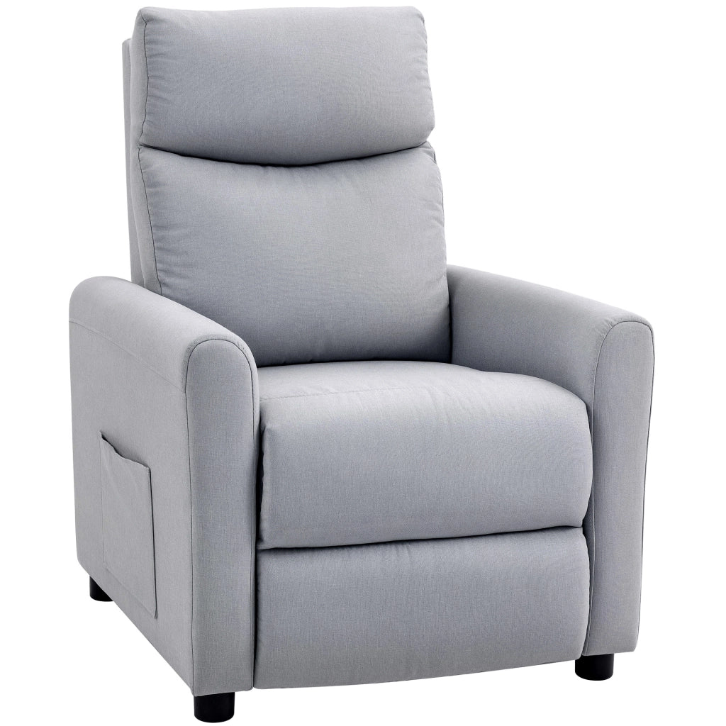 Poltrona Relax Reclinabile 145¡ã ¨C Xylo ¨C Tessuto Effetto Lino Grigio Chiaro 73x86x100 cm