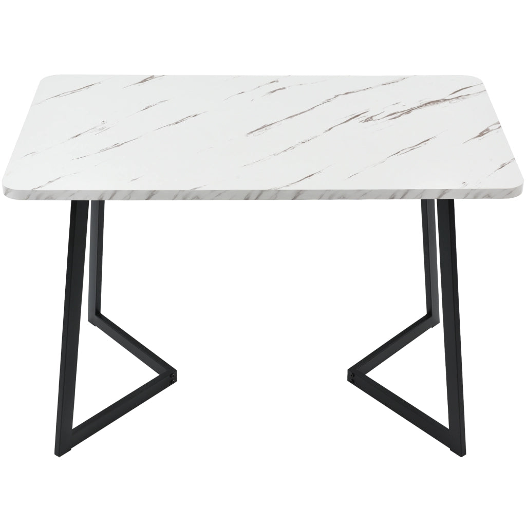 Tavolo da pranzo per 4 persone con 4 sedie, piano effetto marmo, per cucina e sala da pranzo, in MDF e velluto, nero