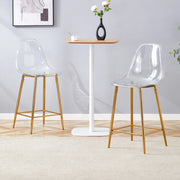 Sgabelli da bar trasparenti con struttura in metallo dorato, design moderno per cucina e sala da pranzo