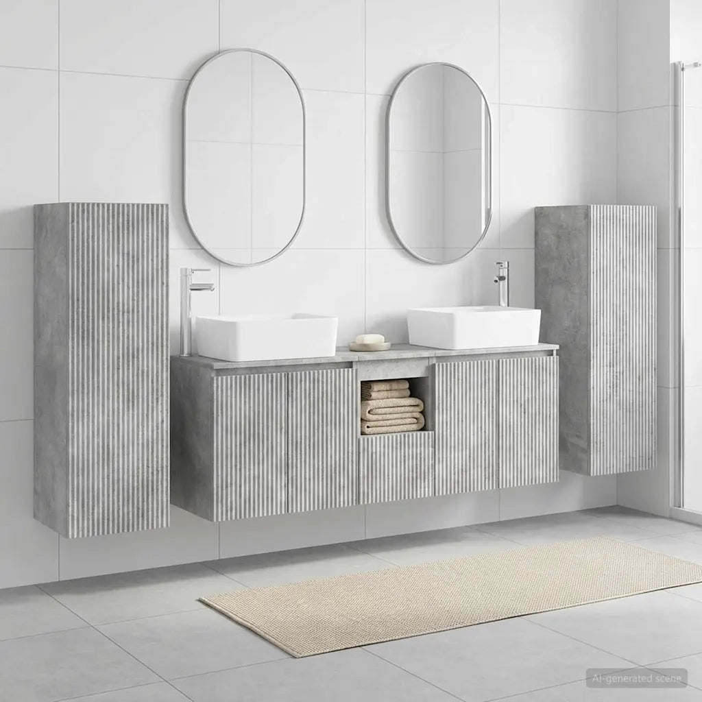 Set di mobili per il bagno 5 pz Grigio Cemento 3405996