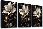 3 Pezzi di Fiori di Loto con Cornice su Tela Immagine Fiori e Foglie su Tela Quadro Decorazione per Muri 120 x 60 cm