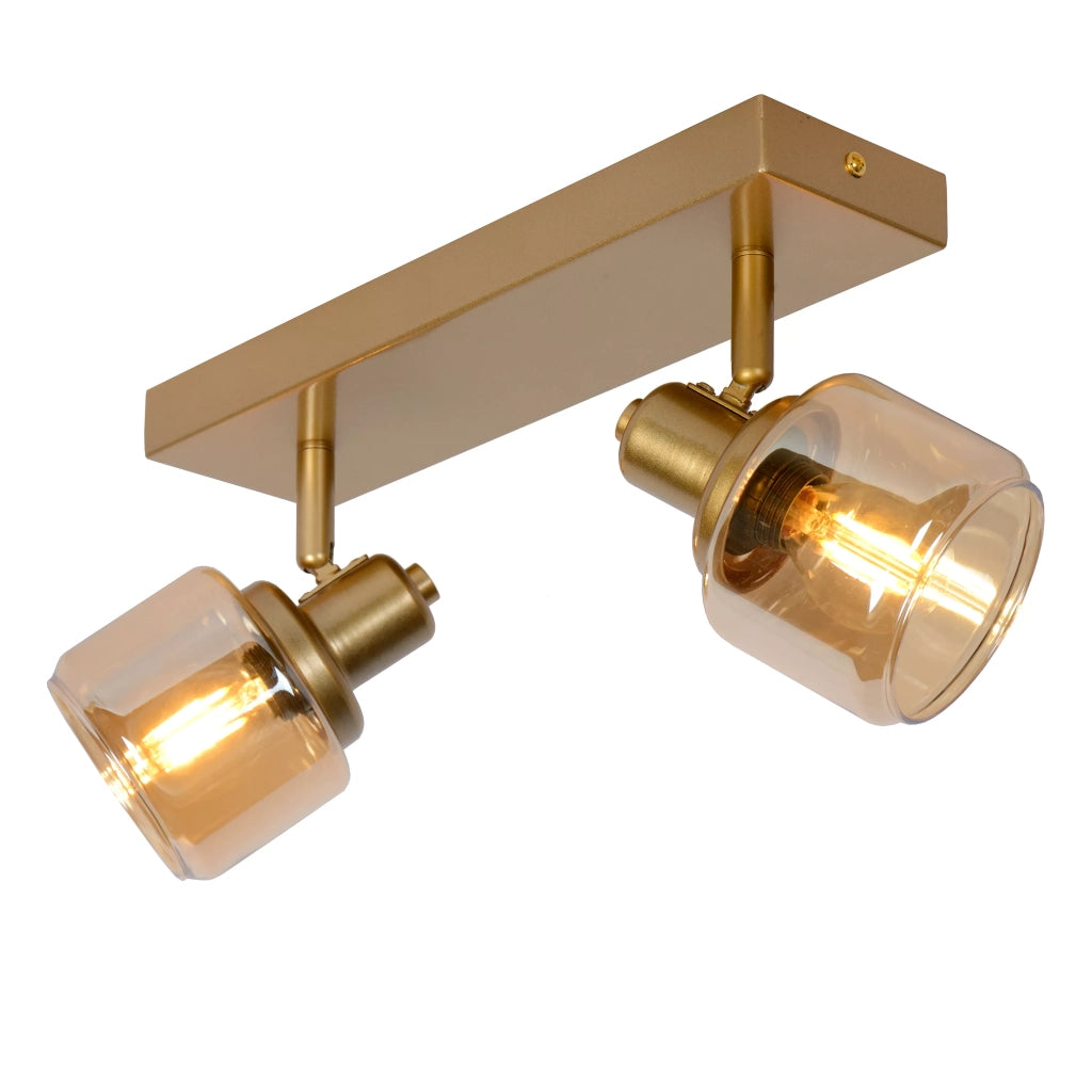 Faretto soffitto doppio oro ottone Bjorn 2xE14 40W Lucide