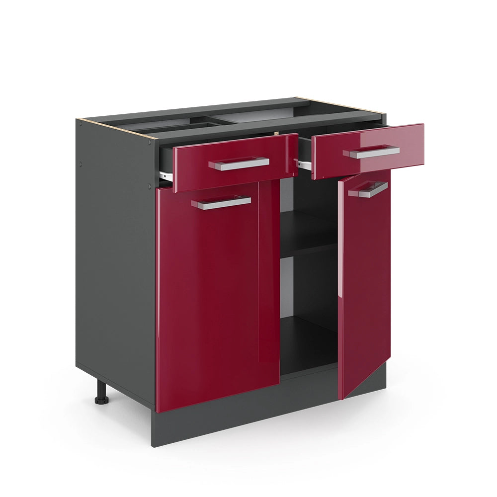 Vicco Mobiletto base per cucina Rosso lucido 80 cm senza piano di lavoro